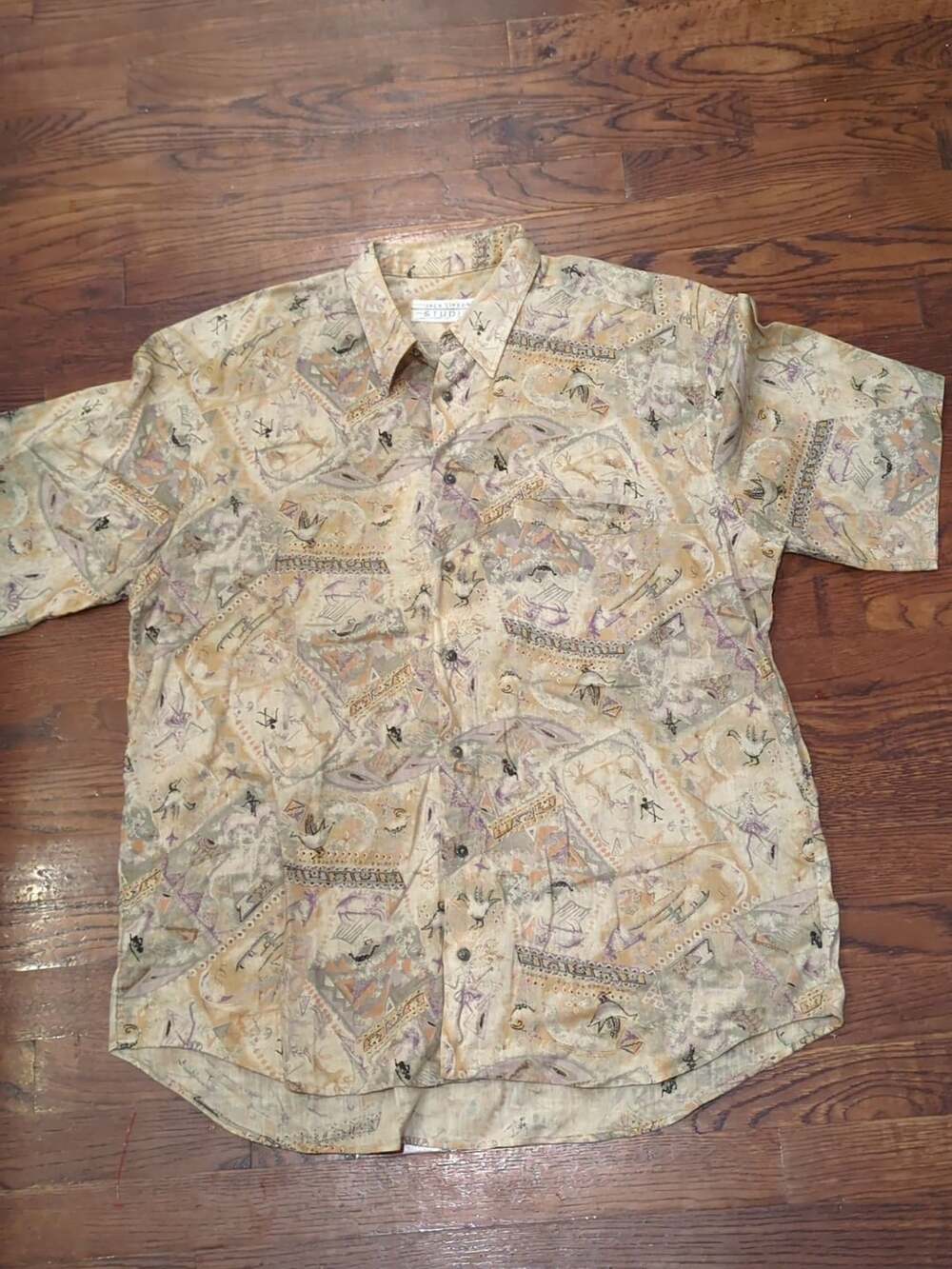 Jack Lipson Studio Shirt Size L/G Multi Pattern Short Sleeve